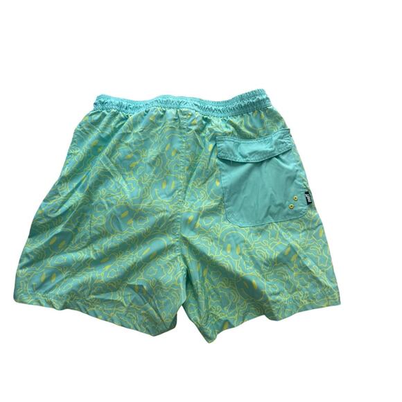 Neff Men's XL Green & Blue Swim Trunks Smiley Face Pockets Unlined‎ - Picture 5 of 5